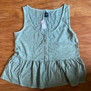 Gap peplum tank top, sage, M
